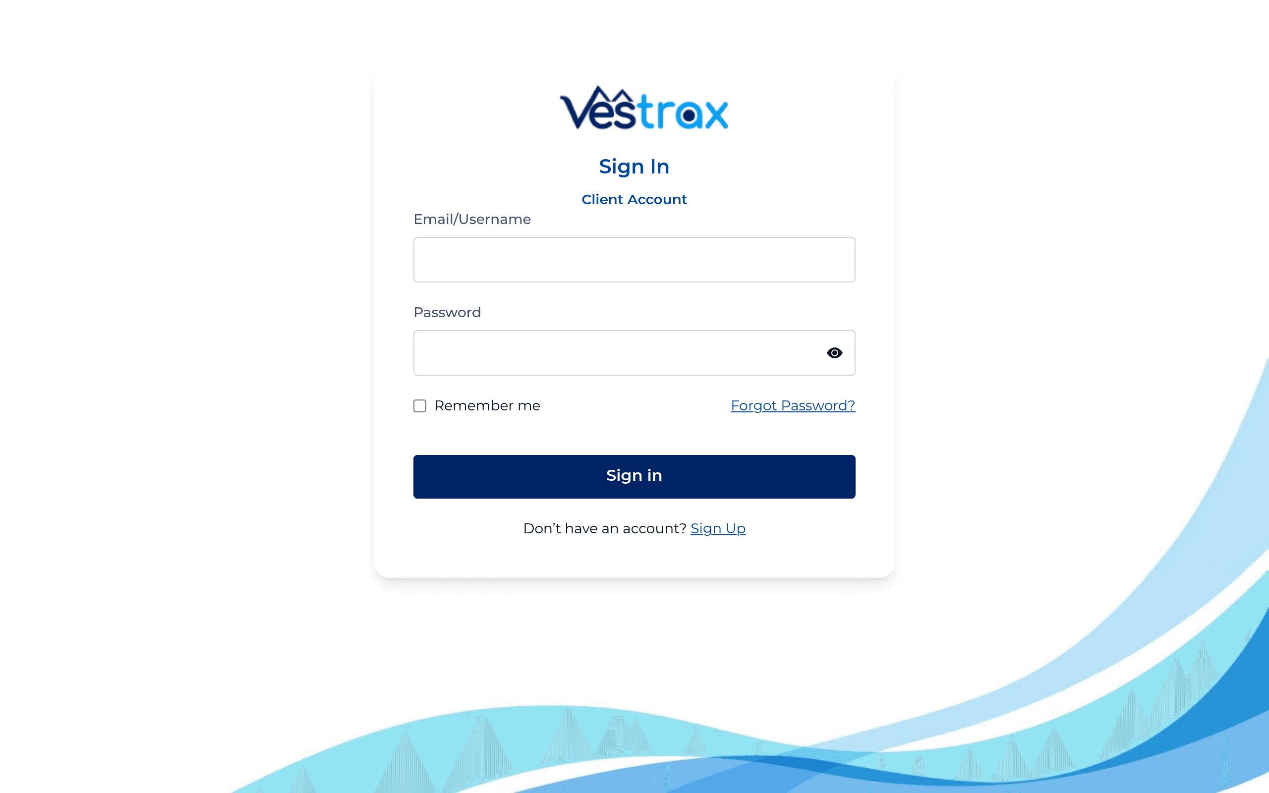 Vestrax client portal — capture of the live app (client.boingestates.com)
